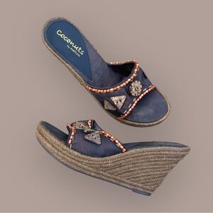 3/$20 Coconut by Matisse Espadrille beaded wedge cloth sandal size 10